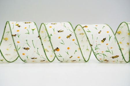 Spring Flower With Bees Collection Ribbon_KF7489GC-2-222_ivory
